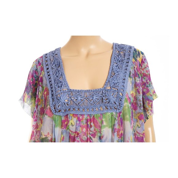 TRACY REESE NWT Periwinkle Trailing Floral Crochet Trim Tie Back Dress - Picture 5 of 9